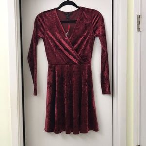 Oxblood color velvet skater dress